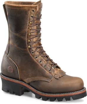 Medium Brown Double H Boot 10 Inch Brown Leather Logger - Final Sale